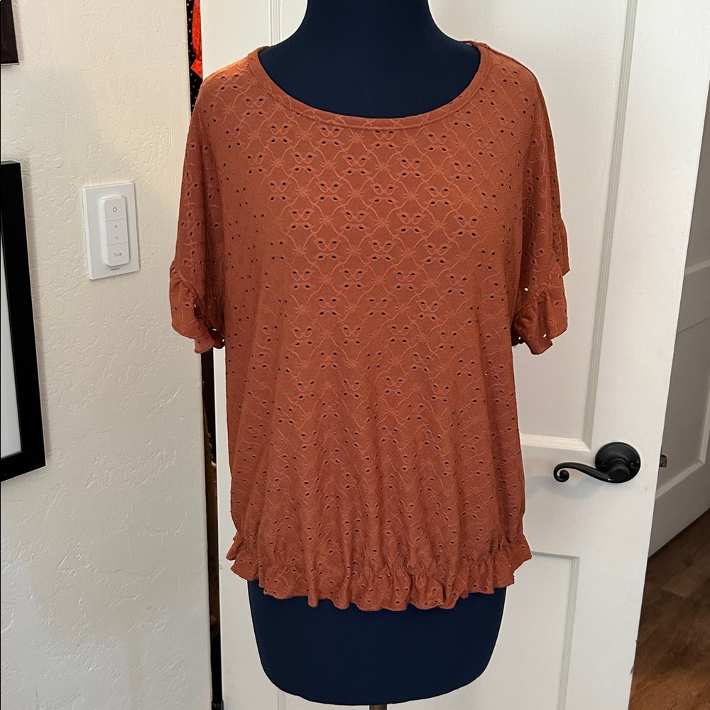 Rewind Terracotta Eyelet Blouse